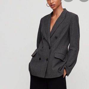Aritzia Babaton grey double breasted blazer.